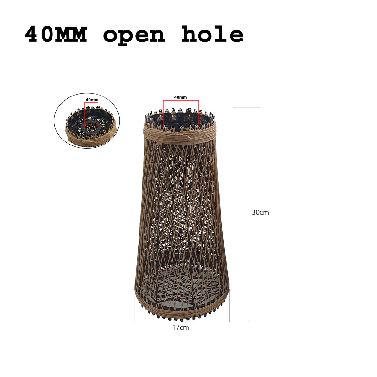 Basket Cage Lamp Shade – Easy Fit with Reducer Ring - Standard, Hemp, Single