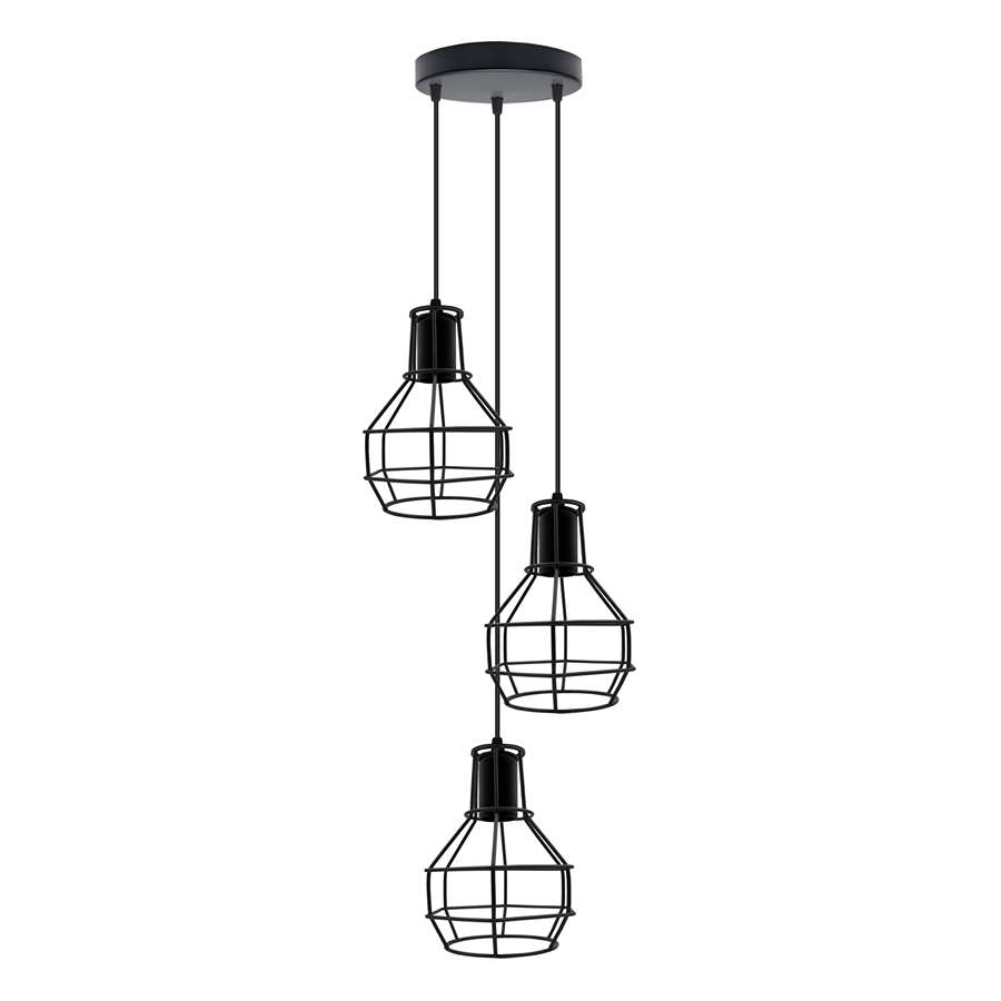 Basket Cage Lamp Shade – Easy Fit with Reducer Ring - WCFRO3NC, Black, Single