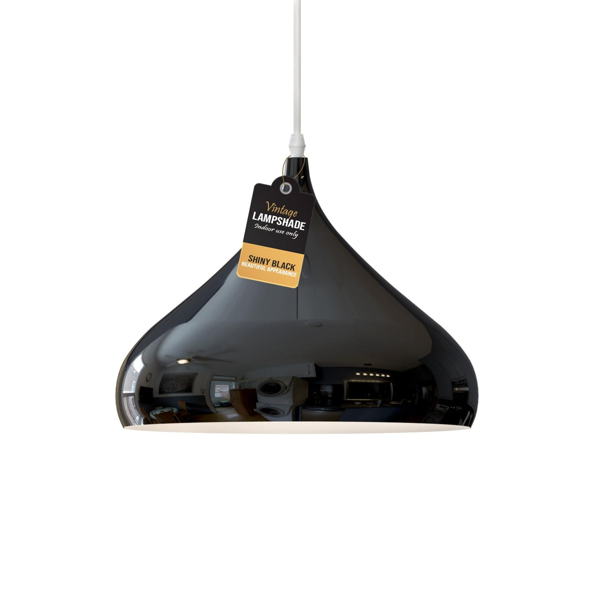 Beat Pendant Lamp Shade 31.5 cm – Metal, 9 Colours - Shiny Black, Single, 31.5 cm
