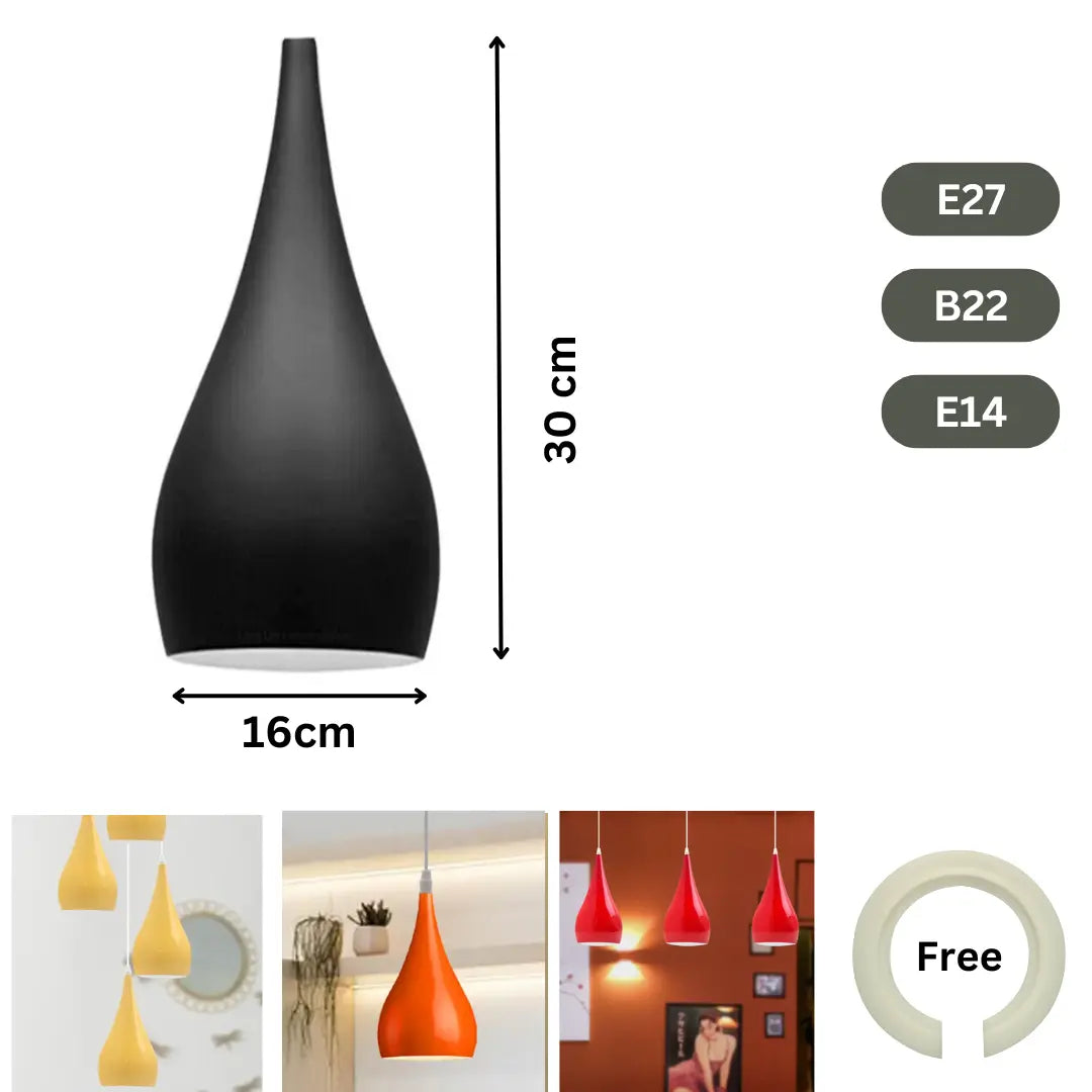 Teardrop Pendant Lamp Shade 16 cm – Glossy Metal, 10 Colours - photo 3