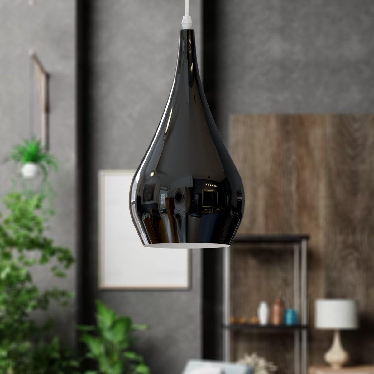 Teardrop Pendant Lamp Shade 16 cm – Glossy Metal, 10 Colours - photo 5