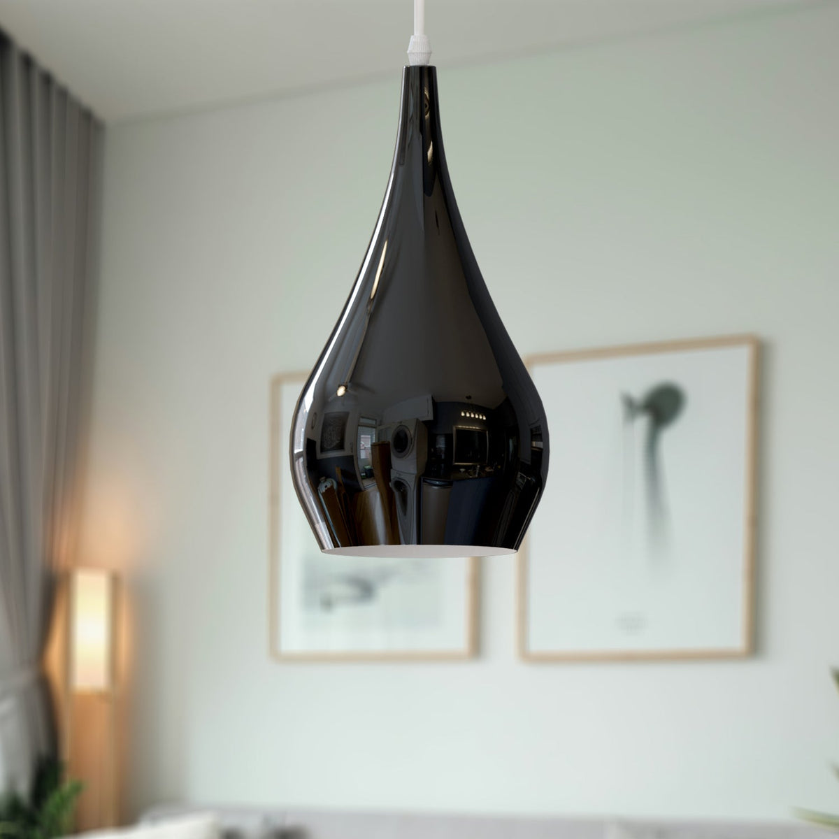 Teardrop Pendant Lamp Shade 16 cm – Glossy Metal, 10 Colours - photo 6