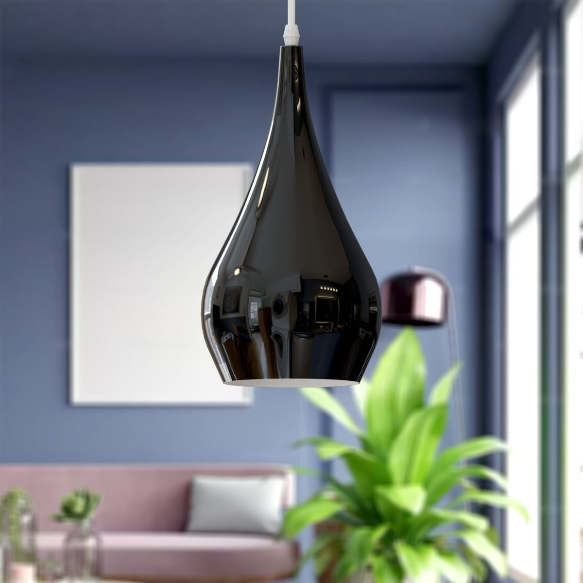 Teardrop Pendant Lamp Shade 16 cm – Glossy Metal, 10 Colours - photo 7