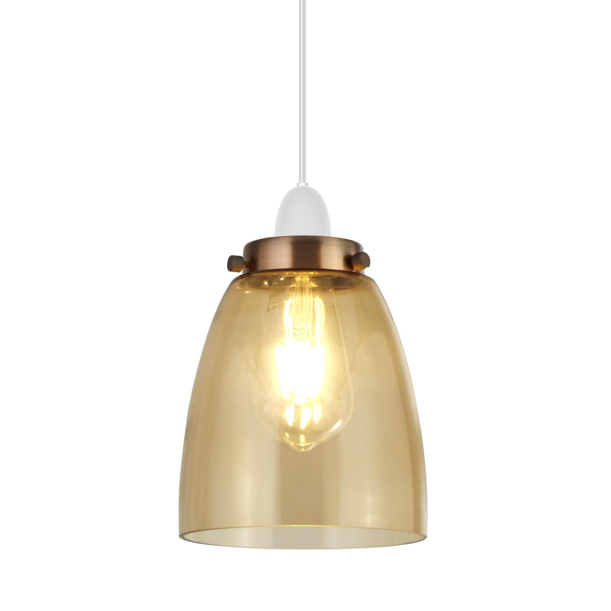 Amber Bell Glass Lamp Shade 13.6 cm – with Shade Ring - 13.6 cm with Yellow Brass Shade Ring, Amber, Single