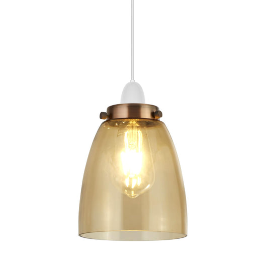 Amber Bell Glass Lamp Shade 13.6 cm – with Shade Ring - 13.6 cm with Yellow Brass Shade Ring, Amber, Single
