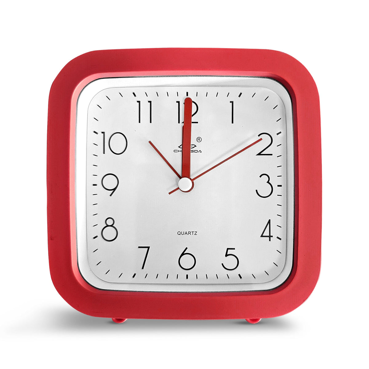 Square Bedside Alarm Clock – Red, 12.5 cm, Compact