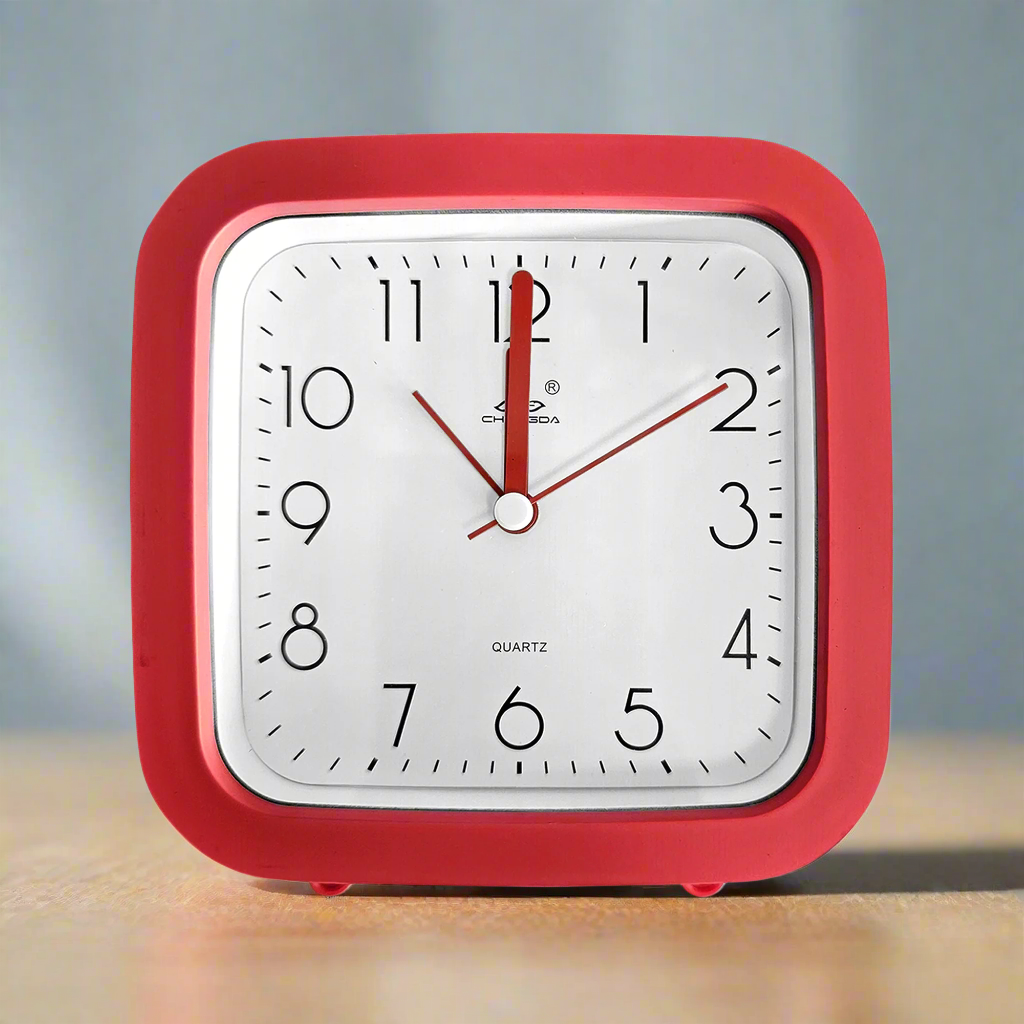 Square Bedside Alarm Clock – Red, 12.5 cm, Compact - photo 2