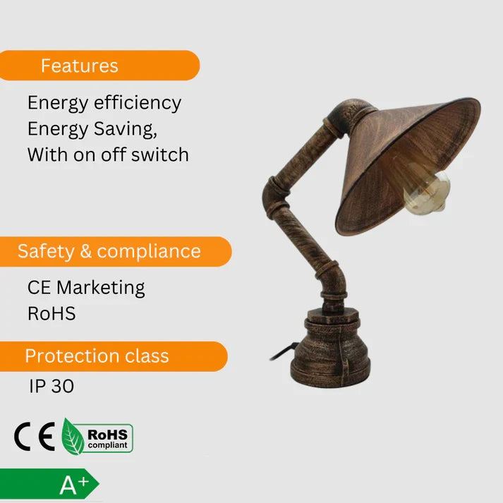 Best Steampunk Lamp Industrial Desk Table Light - photo 4