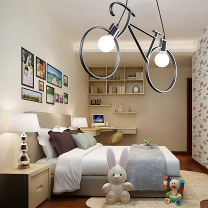 Bicycle Pendant Light – Black Metal Frame, 2 x E27 - photo 2