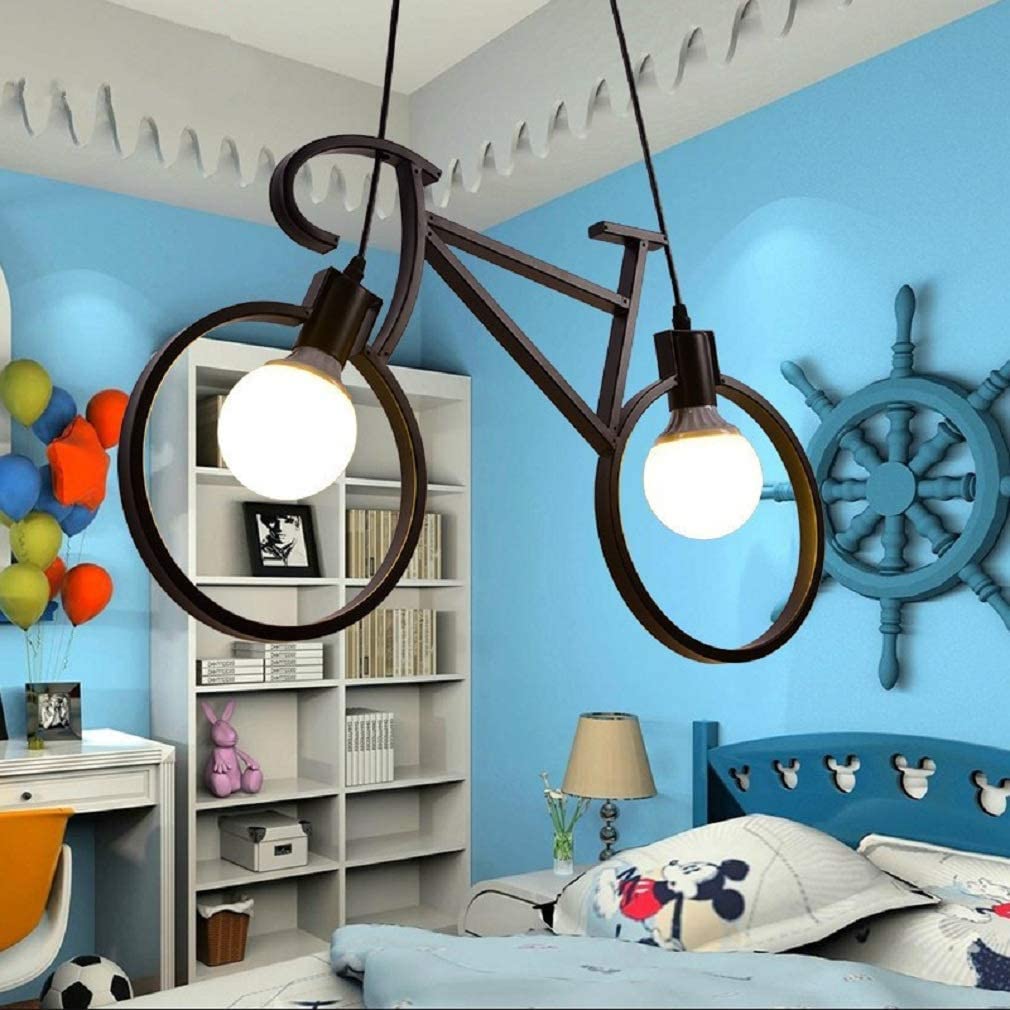 Bicycle Pendant Light – Black Metal Frame, 2 x E27 - photo 3