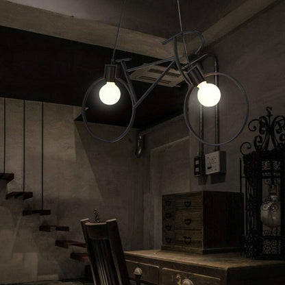 Bicycle Pendant Light – Black Metal Frame, 2 x E27 - photo 4