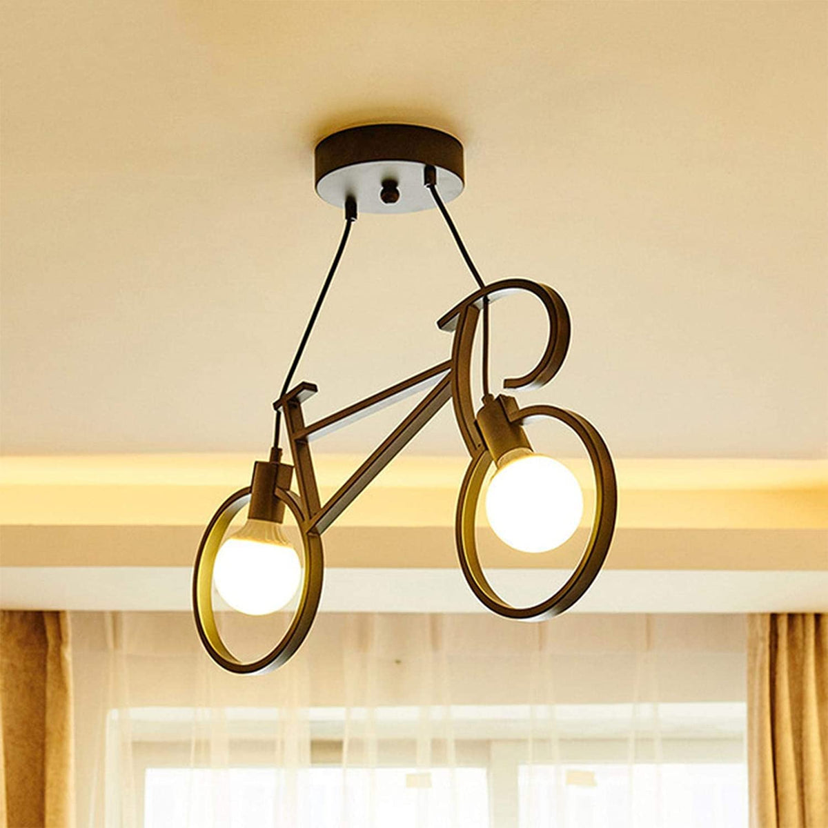 Bicycle Pendant Light – Black Metal Frame, 2 x E27 - photo 6