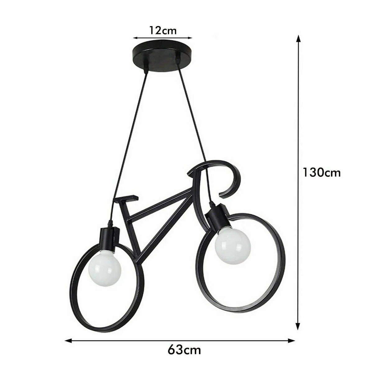 Bicycle Pendant Light – Black Metal Frame, 2 x E27 - photo 8