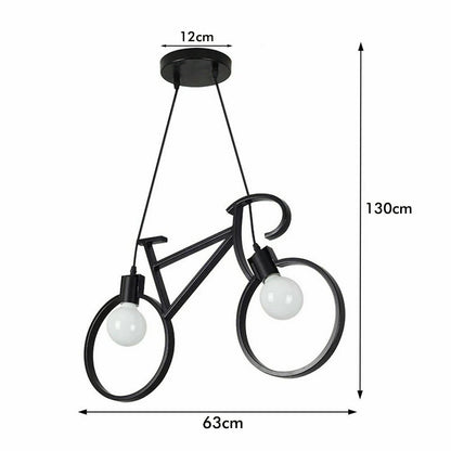 Bicycle Pendant Light – Black Metal Frame, 2 x E27 - photo 8