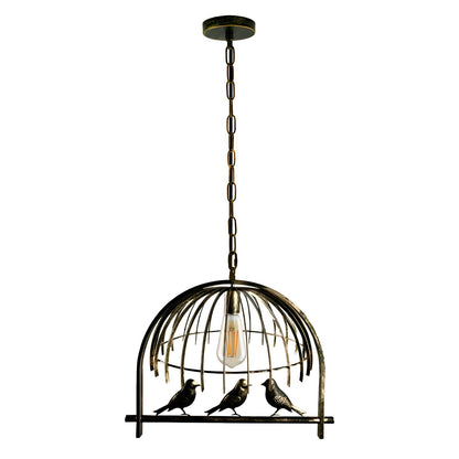 Bird Cage Lamp Shade - Brushed Brass, with ST64 LED Bulb 4W, Single