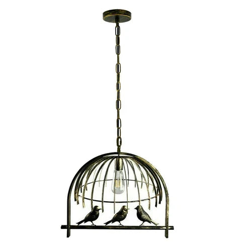 Bird Cage Lamp Shade - Brushed Copper, with ST64 LED Bulb 4W, Single