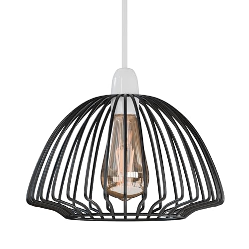 Bird Cage & Dome Wire Lamp Shade – Easy Fit, 2 Styles - Black, Dome Cage, Single