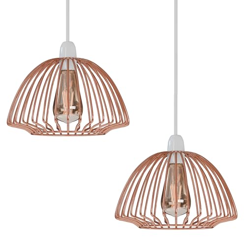Bird Cage & Dome Wire Lamp Shade – Easy Fit, 2 Styles - Rose Gold, Standard, Pack of 2