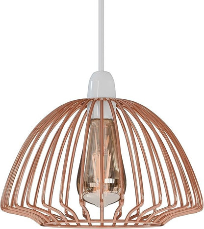 Bird Cage & Dome Wire Lamp Shade – Easy Fit, 2 Styles - Rose Gold, with Reducer Ring, Single