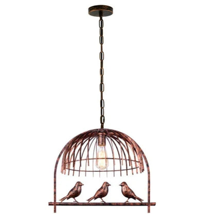 Bird Cage Lamp Shade - Rustic Red, with ST64 LED Bulb 4W, Single