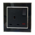 Black 13A Switched Wall Socket with Silver Edge – 1 & 2 Gang - 1 Gang Socket