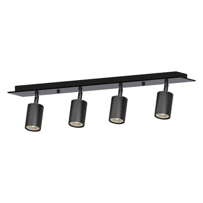 4-Light GU10 Spotlight Bar – Black, LED Bulbs Included