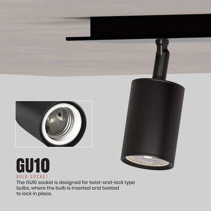 4-Light GU10 Spotlight Bar – Black, LED Bulbs Included - photo 4