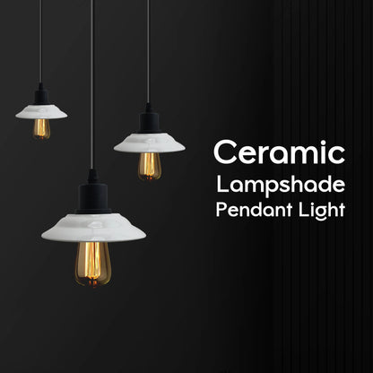 3-Light Ceramic-Style Shade Pendant – White, E27 - photo 4