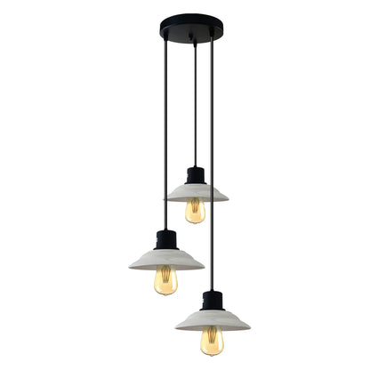 3-Light Ceramic-Style Shade Pendant – White, E27 - White, No Shade, ST64 Bulb