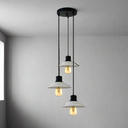 3-Light Ceramic-Style Shade Pendant – White, E27
