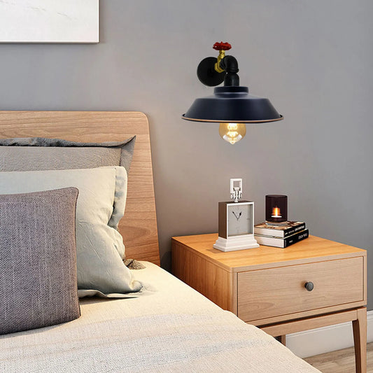 Black & Gold Water Pipe Wall Light with Red Valve – E27 - photo 2