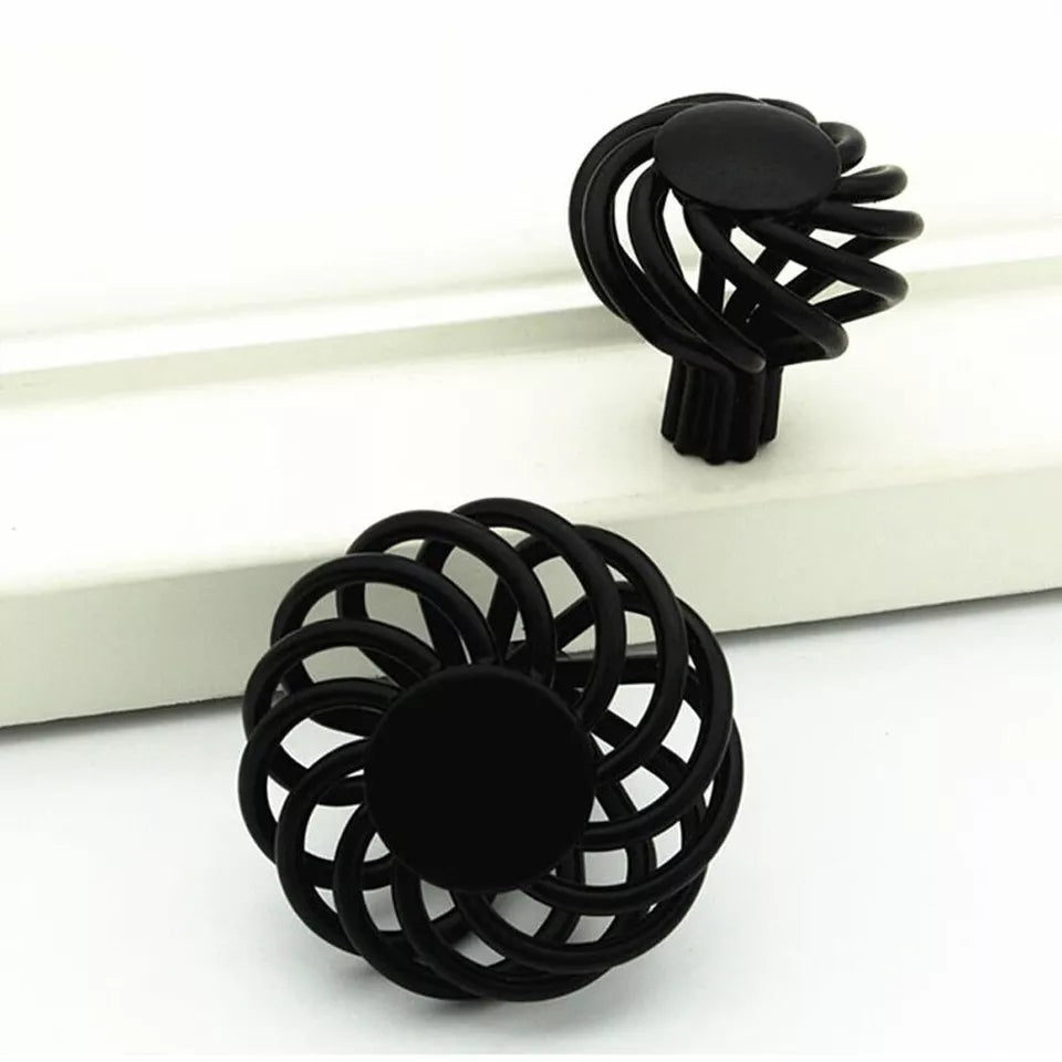 Black Birdcage Round Cabinet Knob – 45 mm, Spiral Iron, 1, 2 or 3 Knobs - photo 4