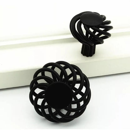 Black Birdcage Round Cabinet Knob – 45 mm, Spiral Iron, 1, 2 or 3 Knobs - photo 4