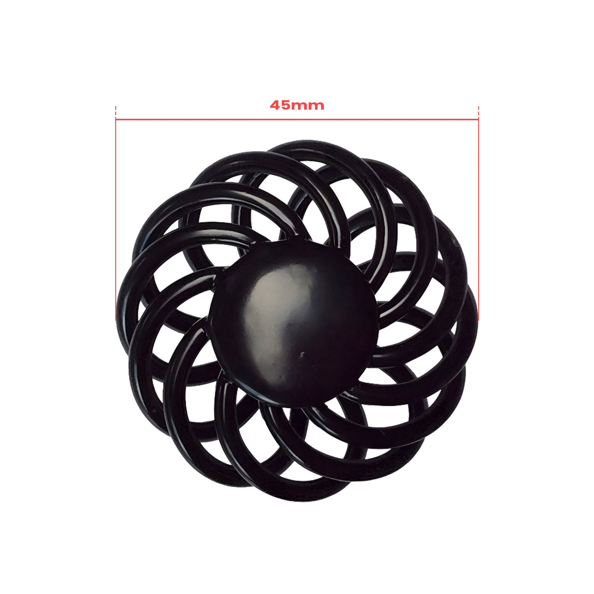 Black Birdcage Round Cabinet Knob – 45 mm, Spiral Iron, 1, 2 or 3 Knobs