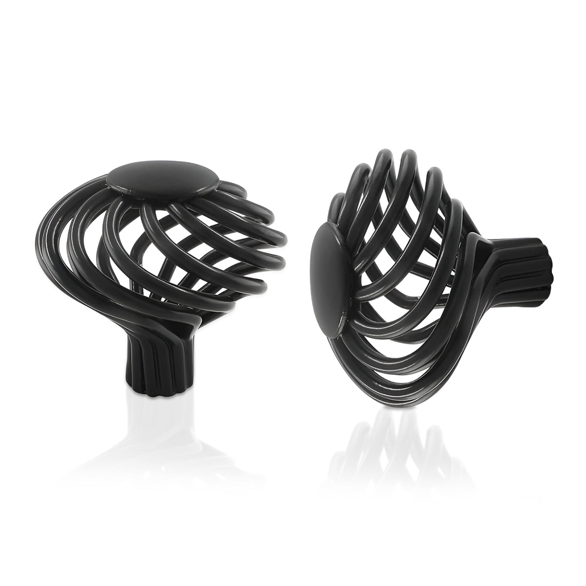 Black Birdcage Round Cabinet Knob – 45 mm, Spiral Iron, 1, 2 or 3 Knobs - 2 Knobs