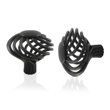 Black Birdcage Round Cabinet Knob – 45 mm, Spiral Iron, 1, 2 or 3 Knobs - 2 Knobs