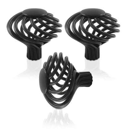 Black Birdcage Round Cabinet Knob – 45 mm, Spiral Iron, 1, 2 or 3 Knobs - 3 Knobs