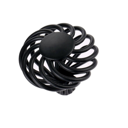 Black Birdcage Round Cabinet Knob – 45 mm, Spiral Iron, 1, 2 or 3 Knobs - 1 Knob