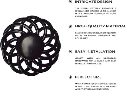 Black Birdcage Round Cabinet Knob – 45 mm, Spiral Iron, 1, 2 or 3 Knobs - photo 2