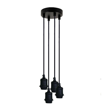4-Light Cluster Pendant Fitting – Black E27 Holders, 12 cm Rose - photo 5