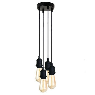 4-Light Cluster Pendant Fitting – Black E27 Holders, 12 cm Rose