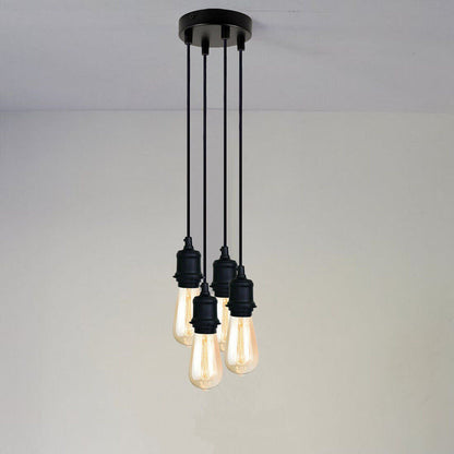 4-Light Cluster Pendant Fitting – Black E27 Holders, 12 cm Rose - photo 4