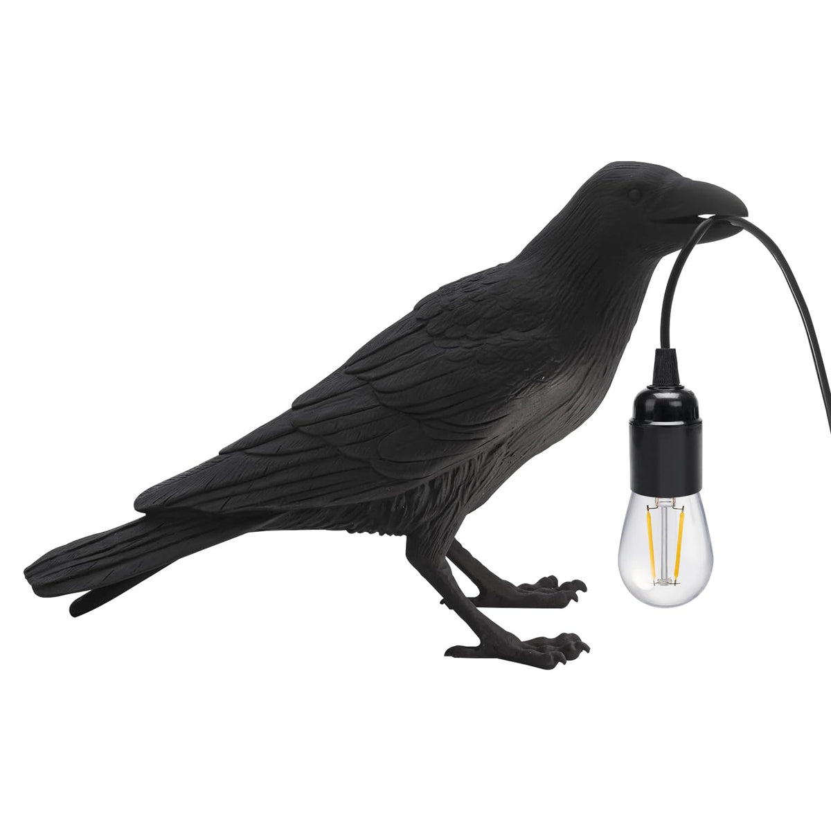 Black Crow Table Lamp Resin Raven E27 - photo 3