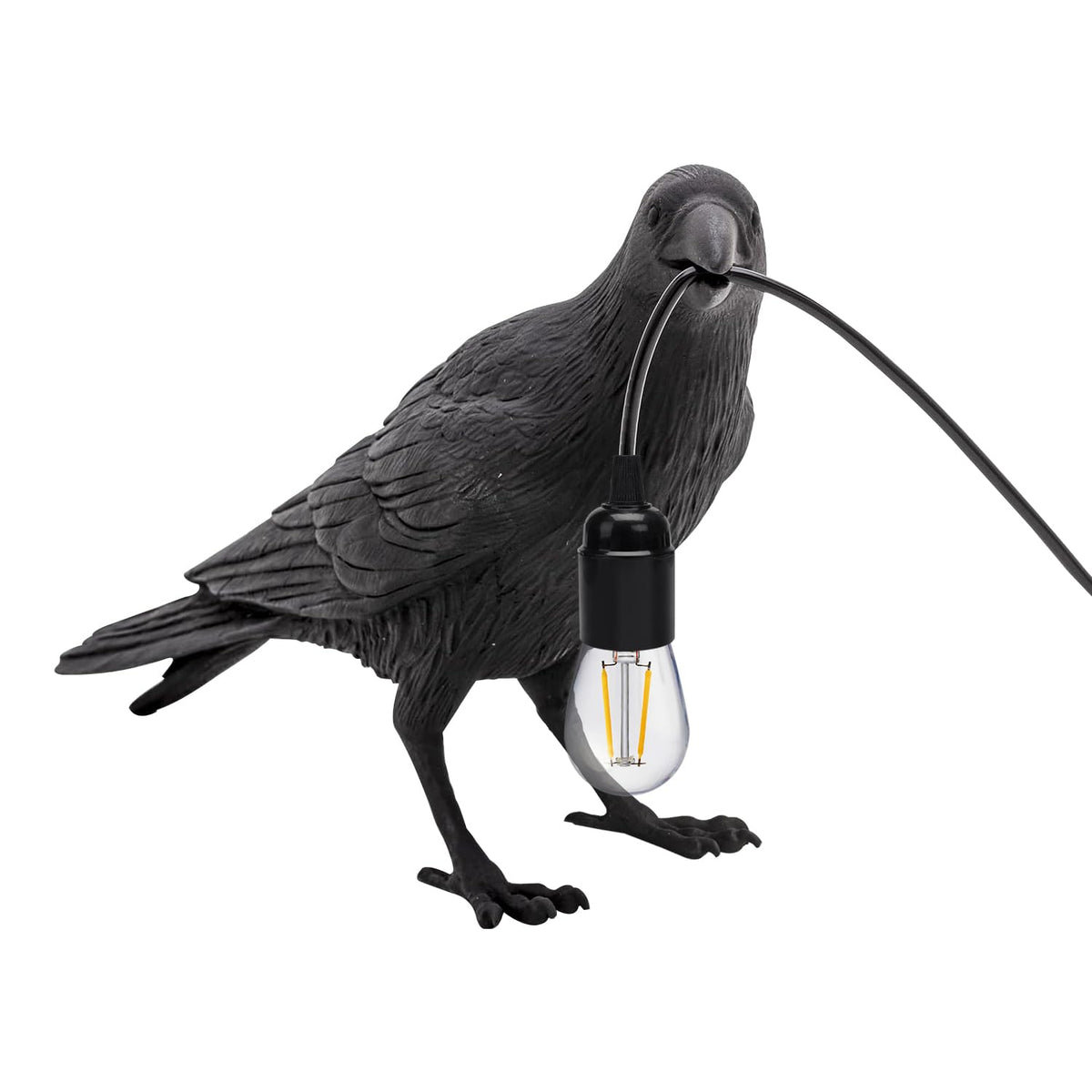 Black Crow Table Lamp Resin Raven E27 - photo 8
