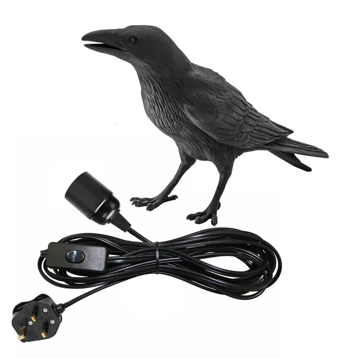 Black Crow Table Lamp Resin Raven E27 - Without Bulb, Single