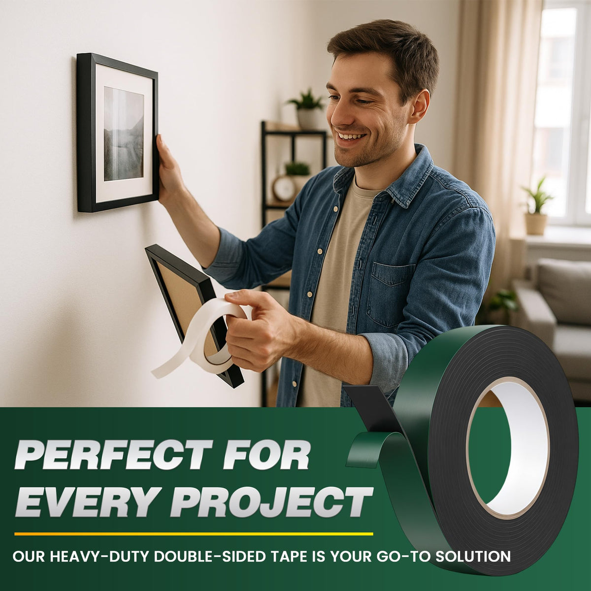 Black Foam Double-Sided Tape 2.4 cm x 5 m – High Tack, 1 to 6 Rolls - photo 3