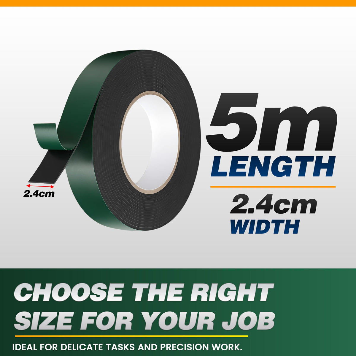 Black Foam Double-Sided Tape 2.4 cm x 5 m – High Tack, 1 to 6 Rolls - photo 4
