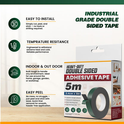 Black Foam Double-Sided Tape 2.4 cm x 5 m – High Tack, 1 to 6 Rolls - photo 5