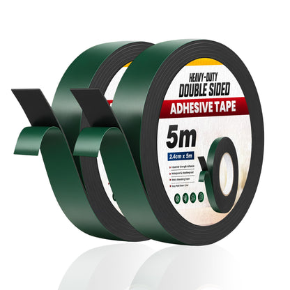 Black Foam Double-Sided Tape 2.4 cm x 5 m – High Tack, 1 to 6 Rolls - 2 Rolls