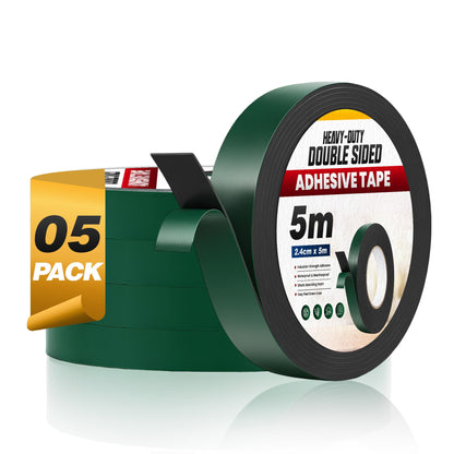 Black Foam Double-Sided Tape 2.4 cm x 5 m – High Tack, 1 to 6 Rolls - 5 Rolls